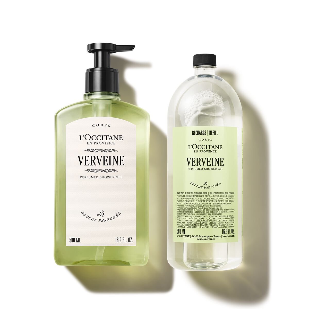 Dúo Gel de Ducha Verveine 500ml y su Recarga de 500ml - L'Occitane en Provence