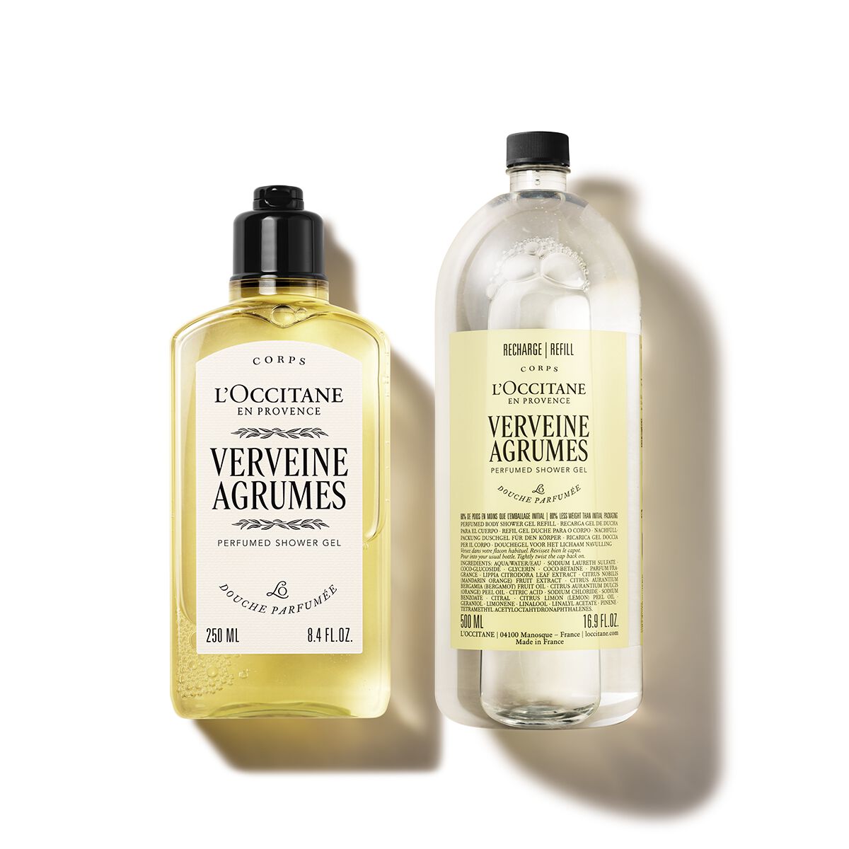Dúo Gel de Ducha Verveine Agrumes 250ml y su Recarga de 500ml - L'Occitane en Provence